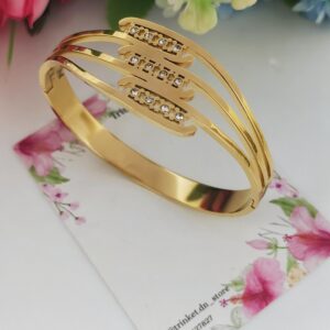 Triple-Strip Openable Bracelet with CZ Stones