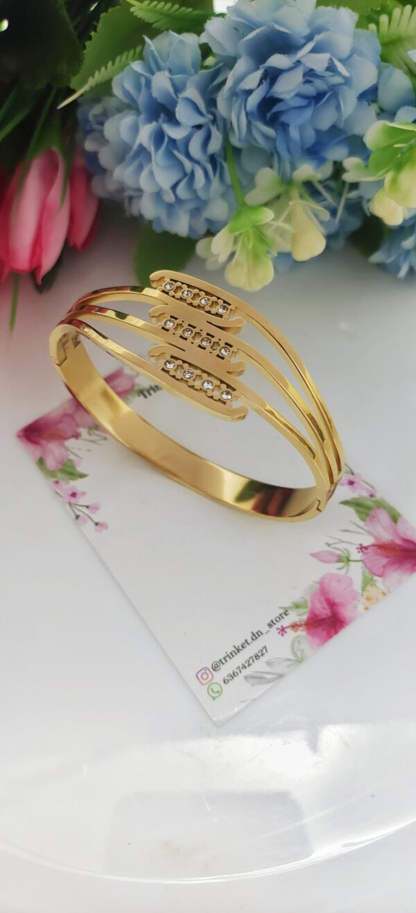 Triple-Strip Openable Bracelet with CZ Stones