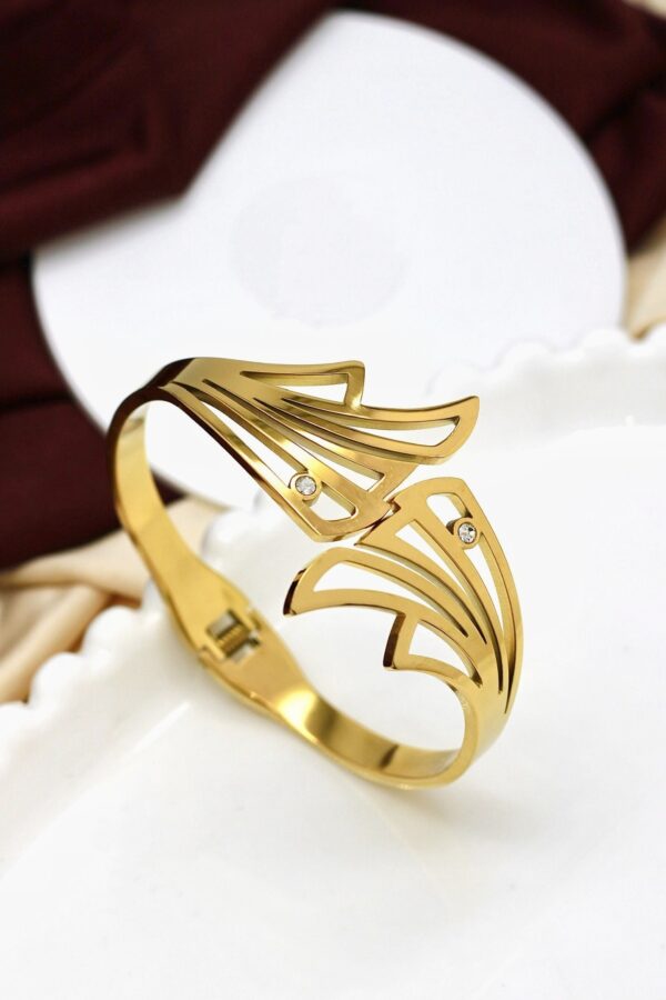 An Elegant Designer Cut Bracelet with Crystal Accents - Image 2