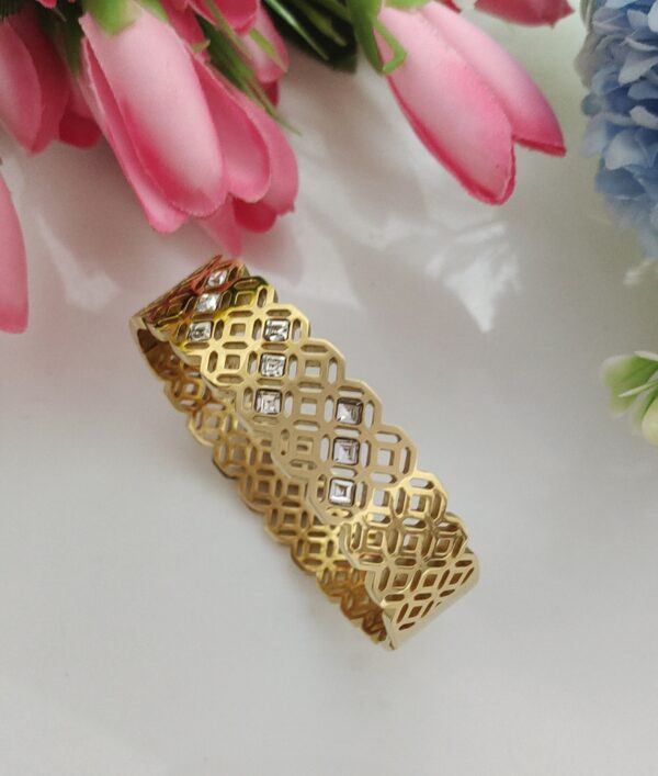 Geometric Cut CZ Stone Bracelet - Image 2