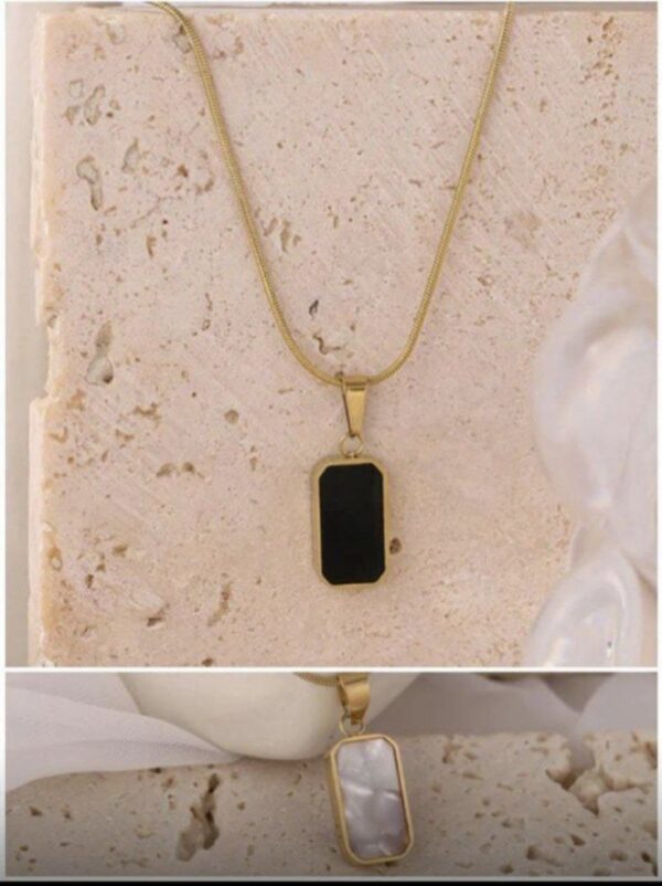 Reversible Pendant Necklace – Black Onyx & Mother of Pearl - Image 2