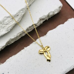 Balloon Bow Pendant Necklace – Gold Plated Statement Charm on Slim Chain