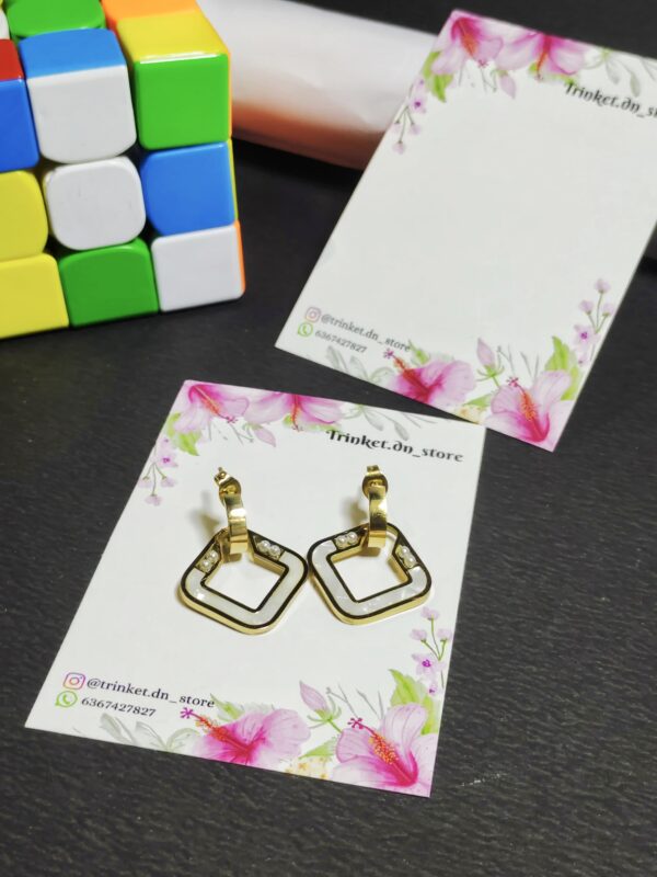 Geometric Gold-Plated Dangle Earrings with Crystal Accents