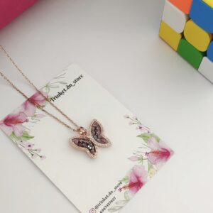 Rose Butterfly Pendant Necklace – Dreamy Elegance in Flight