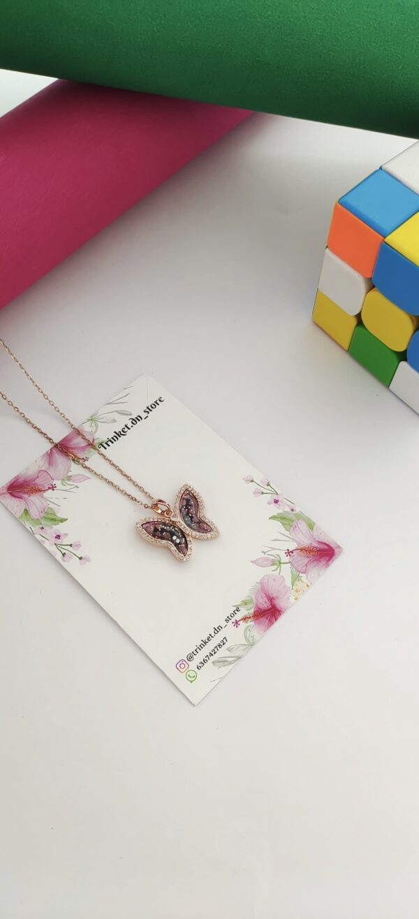 Rose Butterfly Pendant Necklace – Dreamy Elegance in Flight