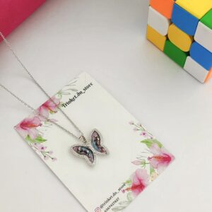 Shimmer Butterfly Pendant Necklace – Whimsical Charm Statement