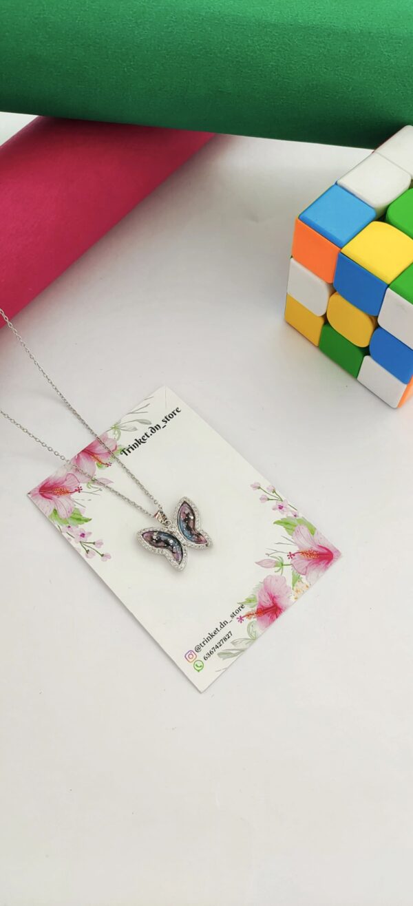 Shimmer Butterfly Pendant Necklace – Whimsical Charm Statement