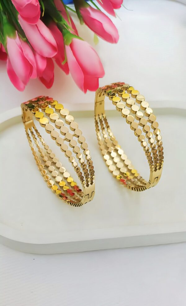Triple Row Round-Cut Gold Bangles- Single Piece Rs 419