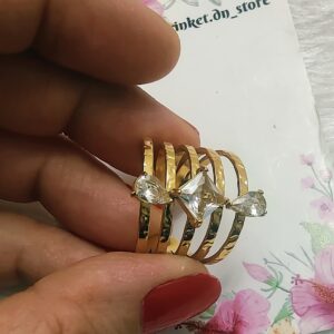 Elegant Multi-Band Statement Ring with Crystal Accents