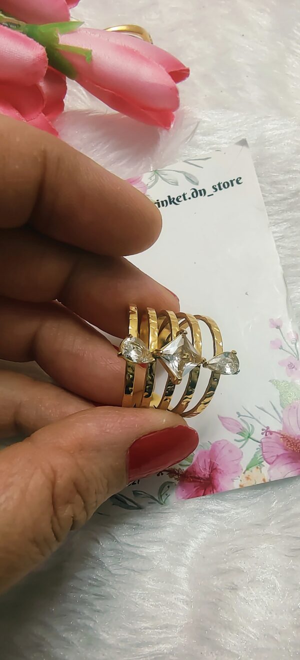 Elegant Multi-Band Statement Ring with Crystal Accents