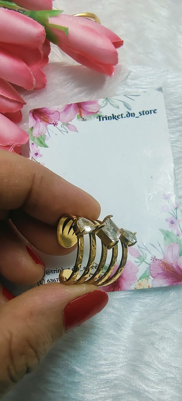 Elegant Multi-Band Statement Ring with Crystal Accents - Image 2