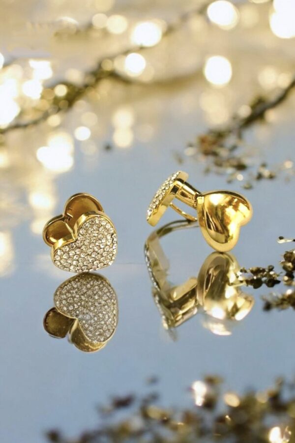Sparkling Heart Stud Earrings – Elegant Romantic Glam - Image 2