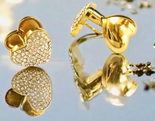 Sparkling Heart Stud Earrings – Elegant Romantic Glam