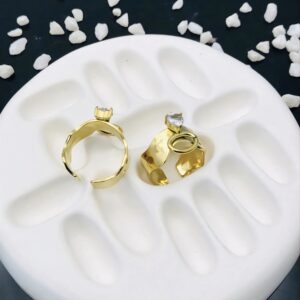 Modern Sculpted Adjustable Rings with Solitaire Accents