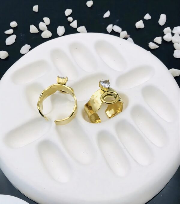 Modern Sculpted Adjustable Rings with Solitaire Accents