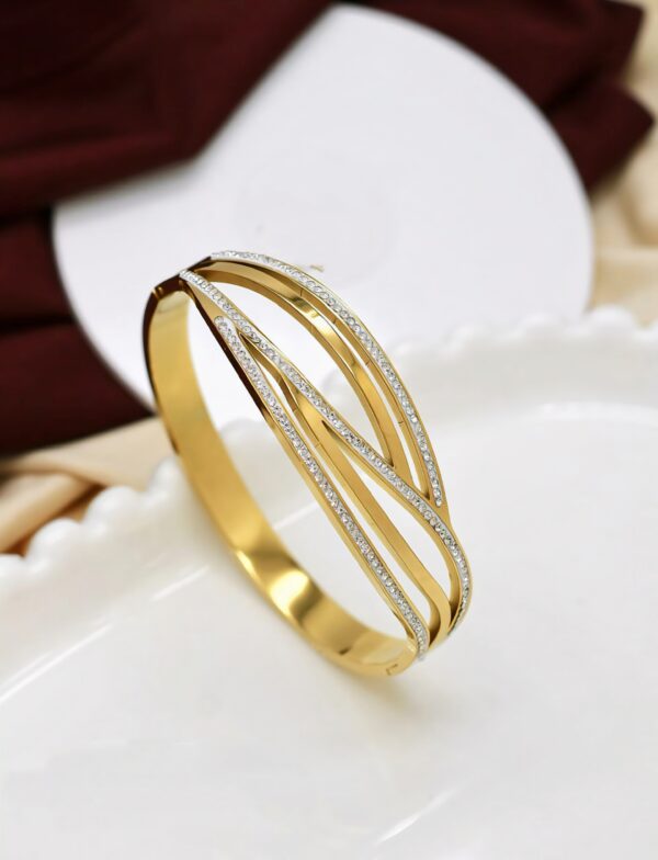 Elegant Criss-Cross Zircon Bangle – Contemporary Luxe Design