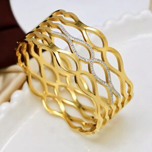 Statement Cutout Bracelet with Diamond Accent Detailing