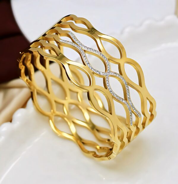 Statement Cutout Bracelet with Diamond Accent Detailing