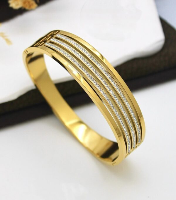 Minimalist Triple-Stripe Sparkle Bracelet for Everyday Glam - Image 2