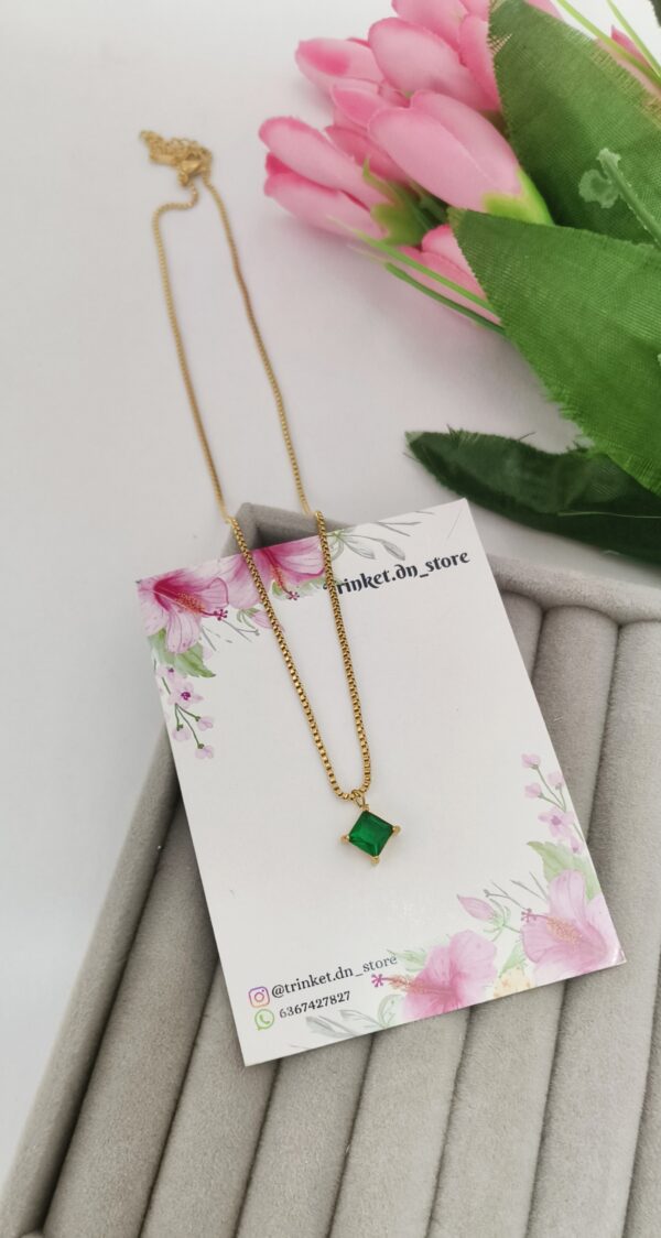 Emerald Charm Minimalist Necklace - Image 2