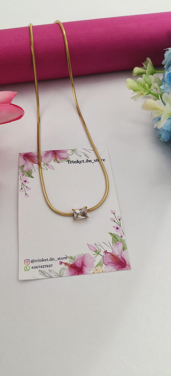 Crystal Elegance Square Pendant Necklace - Image 2
