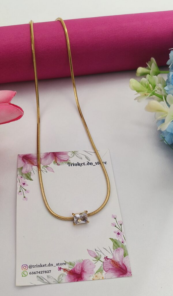 Crystal Elegance Square Pendant Necklace - Image 3