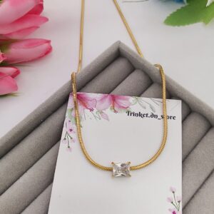 Crystal Elegance Square Pendant Necklace