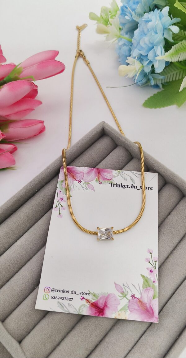 Crystal Elegance Square Pendant Necklace