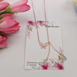 Rose Gold Butterfly Y-Necklace – Dainty Drop Pendant