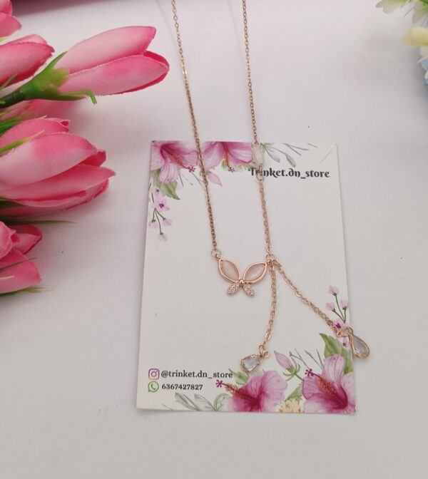 Rose Gold Butterfly Y-Necklace – Dainty Drop Pendant