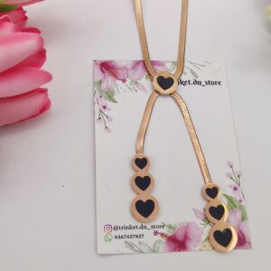 Hearts in Harmony – Black Enamel Drop Necklace 🖤✨