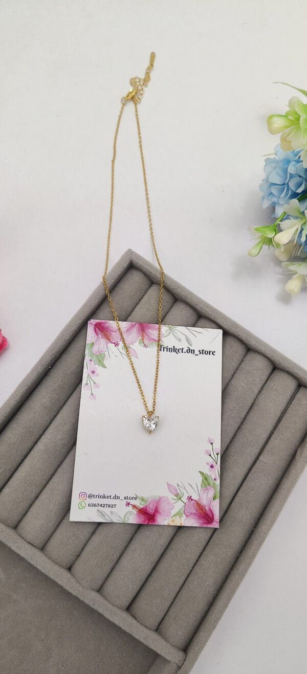 Delicate Heart Pendant Necklace with Sparkling Centerpiece - Image 2