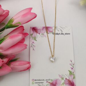 Delicate Heart Pendant Necklace with Sparkling Centerpiece
