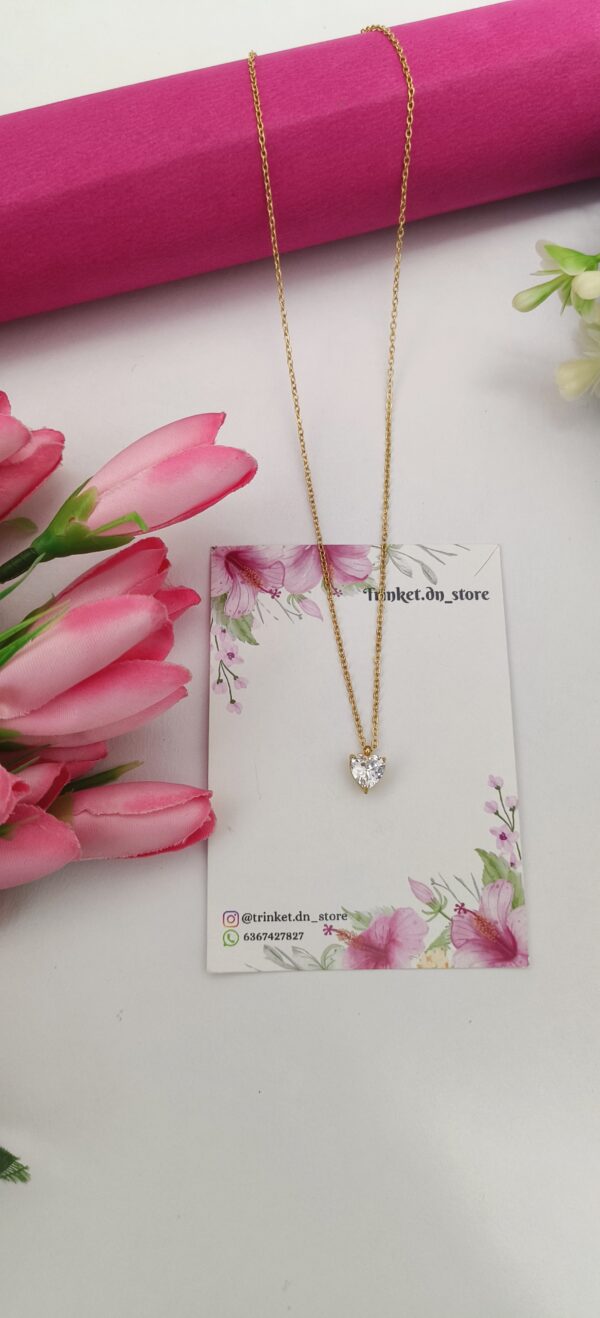 Delicate Heart Pendant Necklace with Sparkling Centerpiece