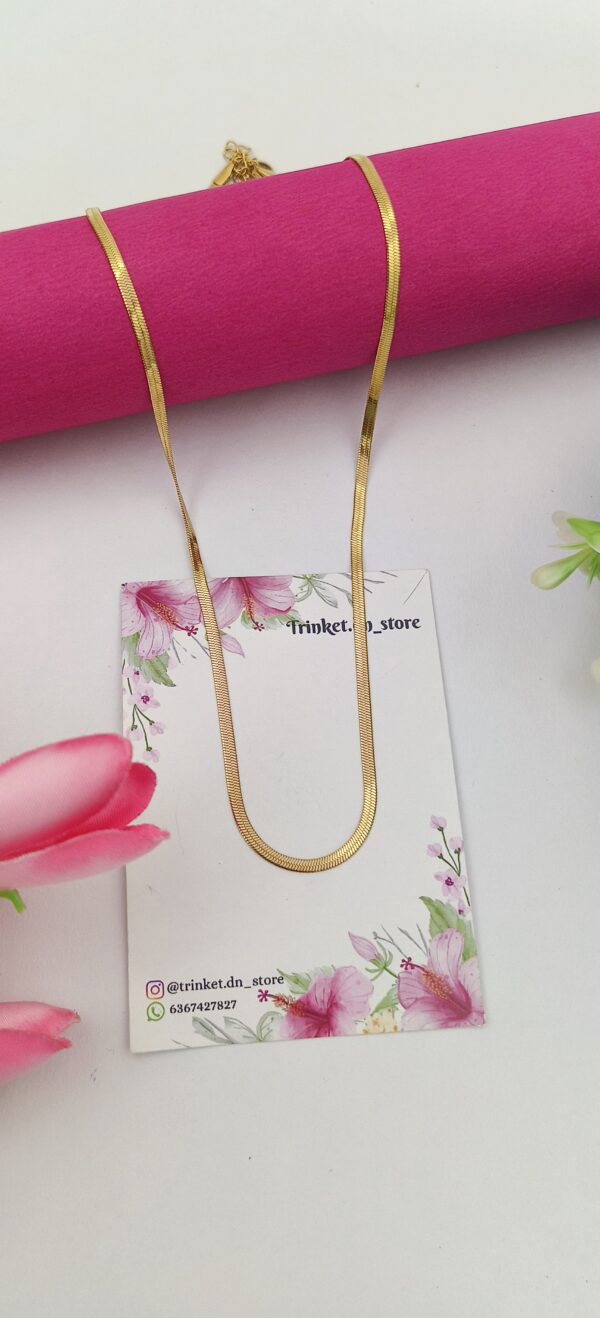 Minimalist Herringbone Neckchain – Silver & Gold Plated - Image 2