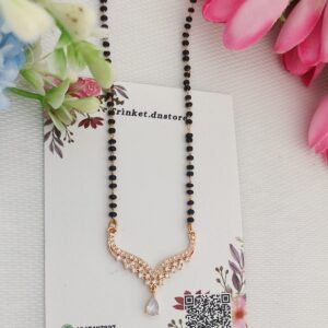 ✨ Sparkling V-Curve Teardrop Mangalsutra Necklace 🖤