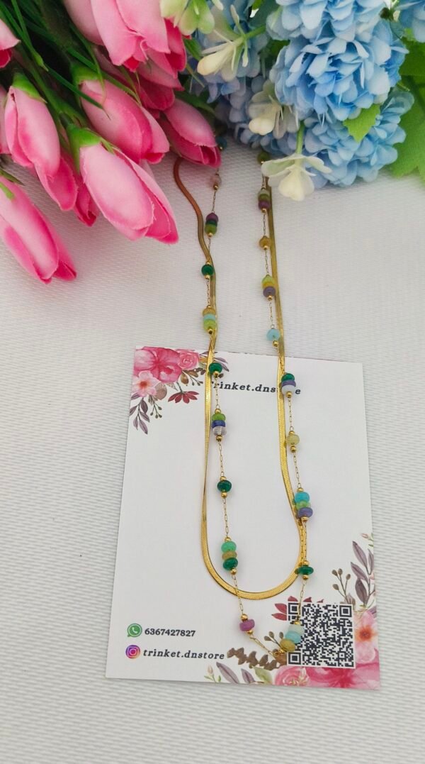 Multicolor Beaded Dual-Layer Anti-Tarnish Neckchain ✨🌈