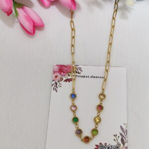 Elegant Multicolor Stone Link Necklace 🌈