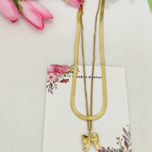 Bow Pendant Layered Necklace ✨