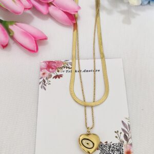 Double Layer Heart Pendant Necklace 💛✨